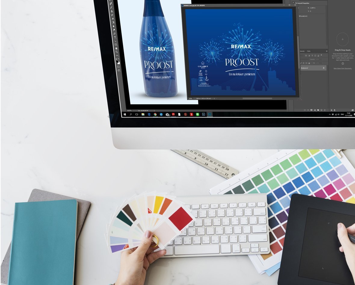 Logo Be Creative Inspiration Design Concept Ontwerp je eigen fles