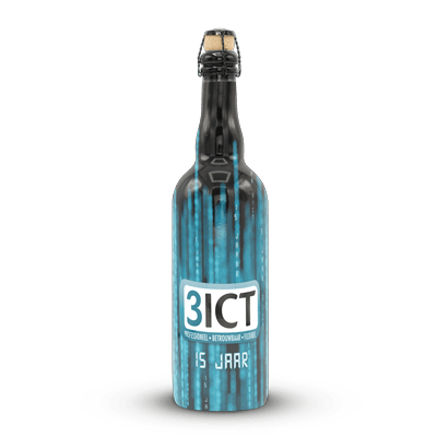 Fles bier met volledige bedrukking