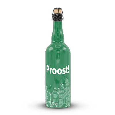 Fles bier met volledige bedrukking